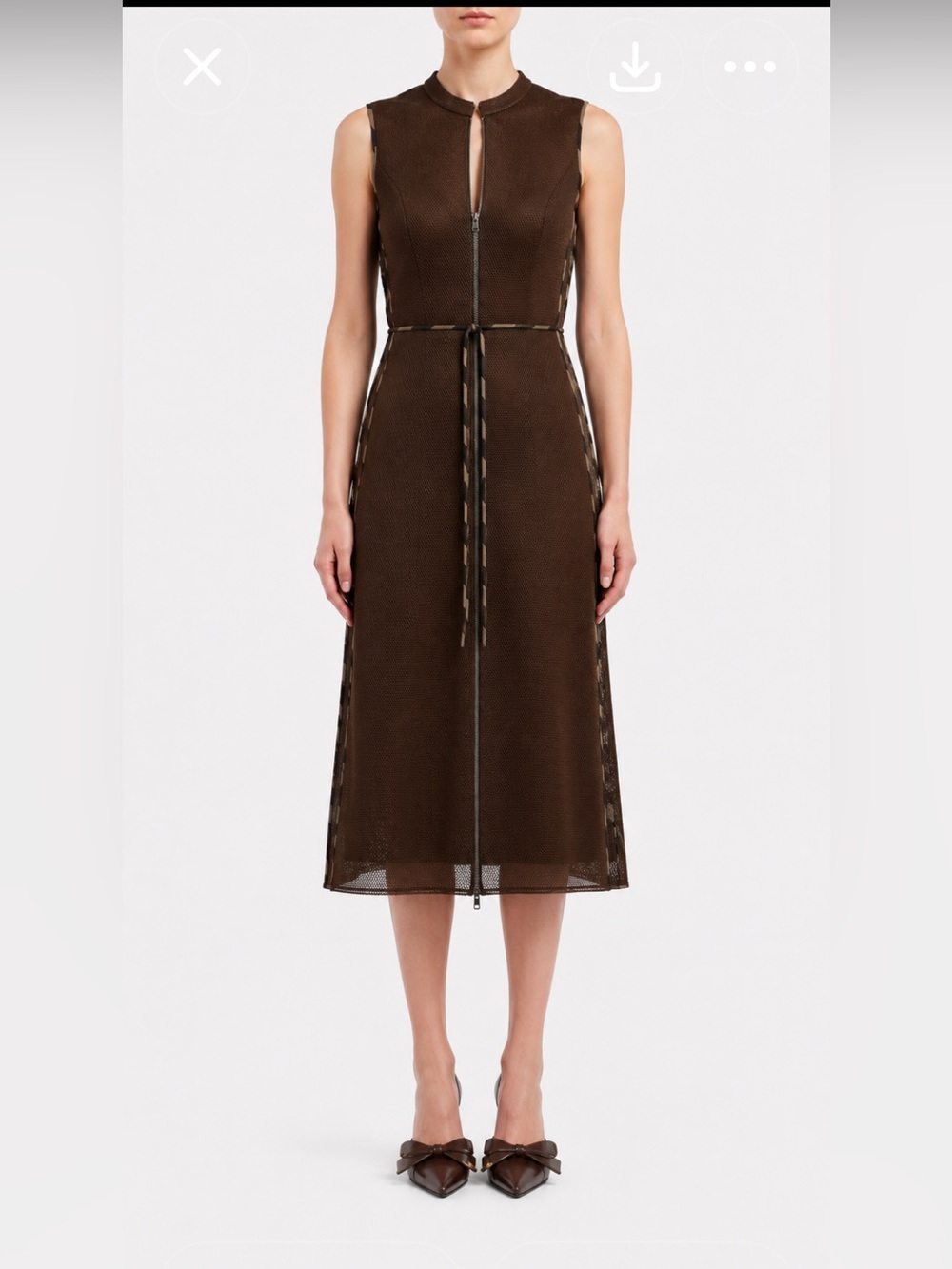 Fendi Brown V-Neck Sleeveless Sheath Maxi Dress EU 44 / US 10 Authentic